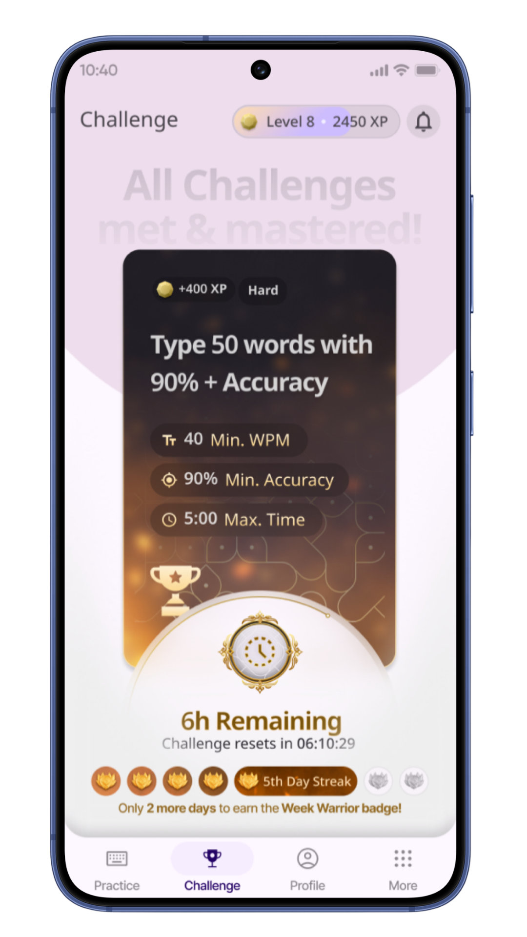 Daily typing challenge